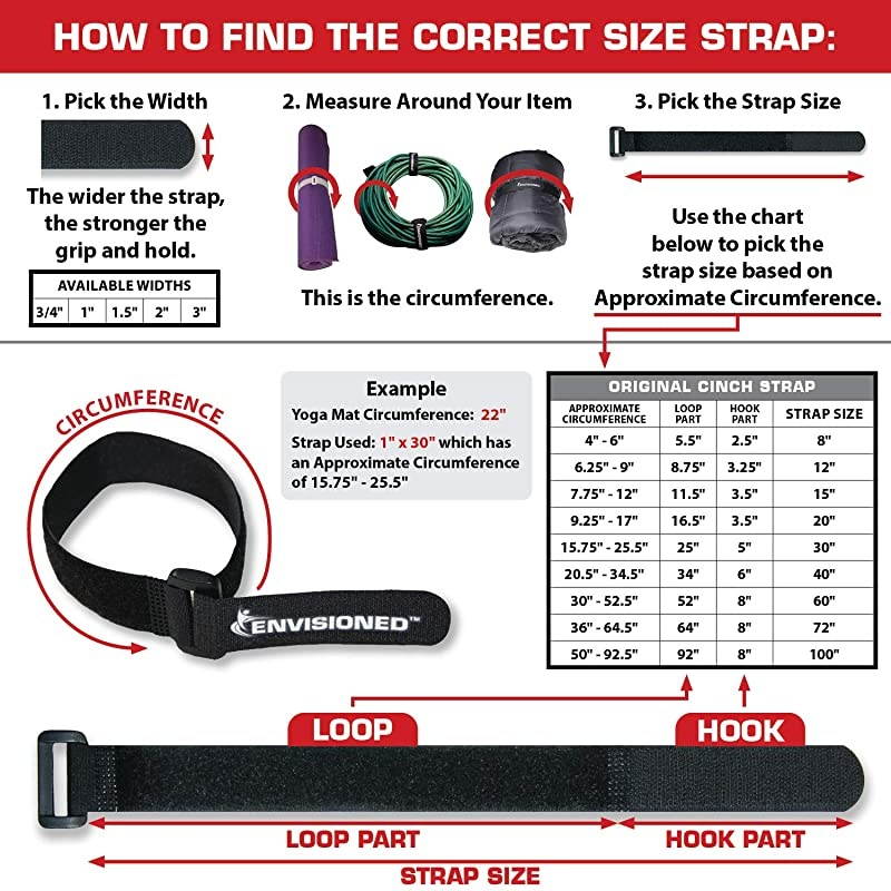 Cinch Straps 15 x 40 6 Pack Multipurpose Strong Gripping Quality Hook and Loop Securing Straps Black
