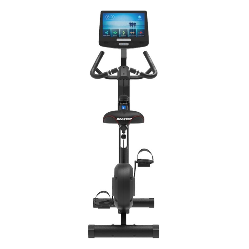 Sportop U80 Indoor Home Workout Bike Stationary Fitness Comfortable Cycler Exercise Machine with 12 Pre Programmed Trainings and Monitor Screen, Black
