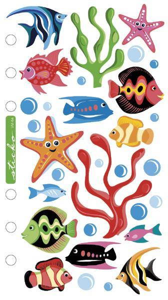 Sticko SPVM-64 Sticko Vellum Stickers-Tropical Fish