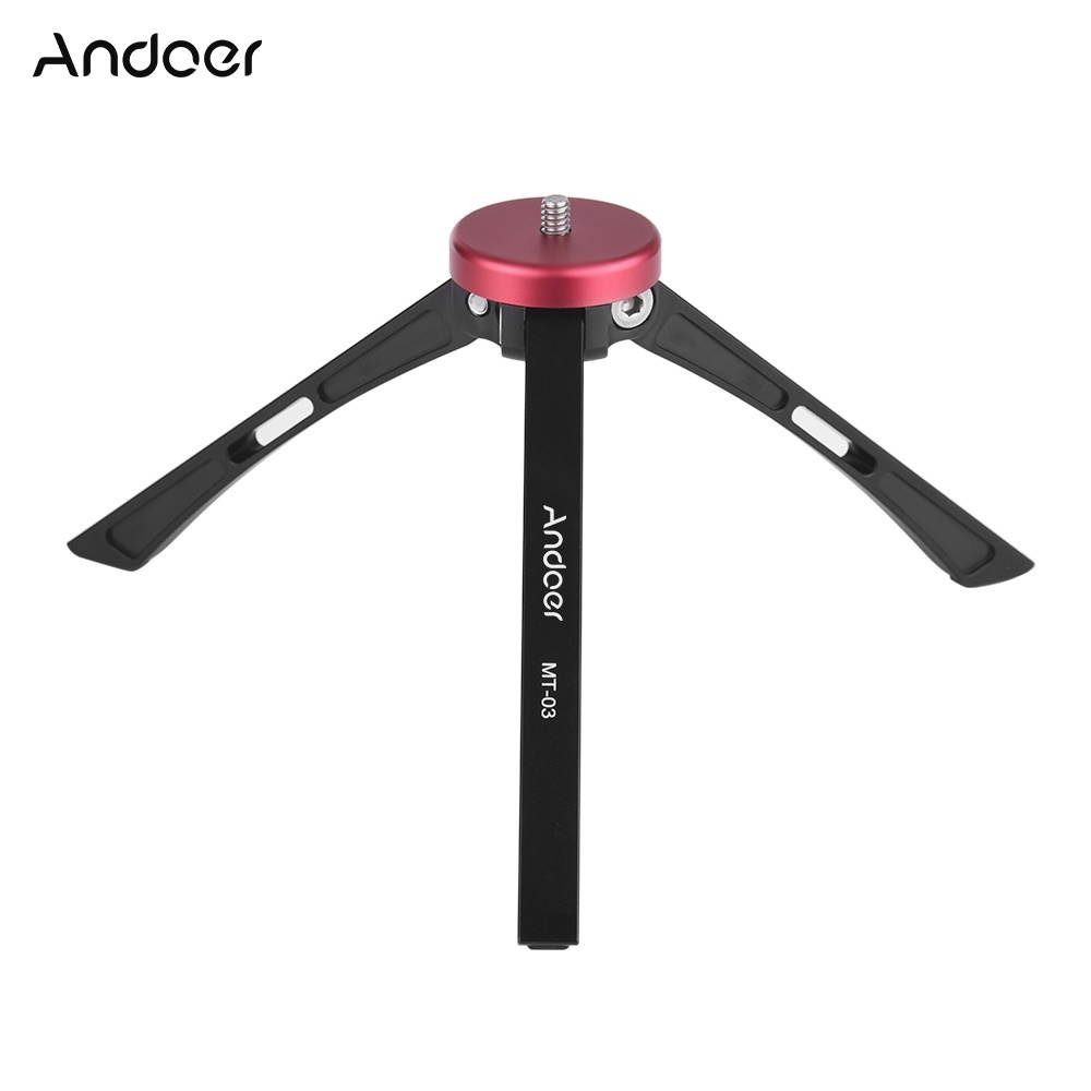 Andoer MT-03 Portable Mini Tabletop Tripod Aluminum Alloy Travel Table Tripod 1/4-3/8 Inch Screw Mount for Canon Nikon Sony DSLR ILDC Cameras Action Cameras Smartphone Ball Head Max. Load 20kg