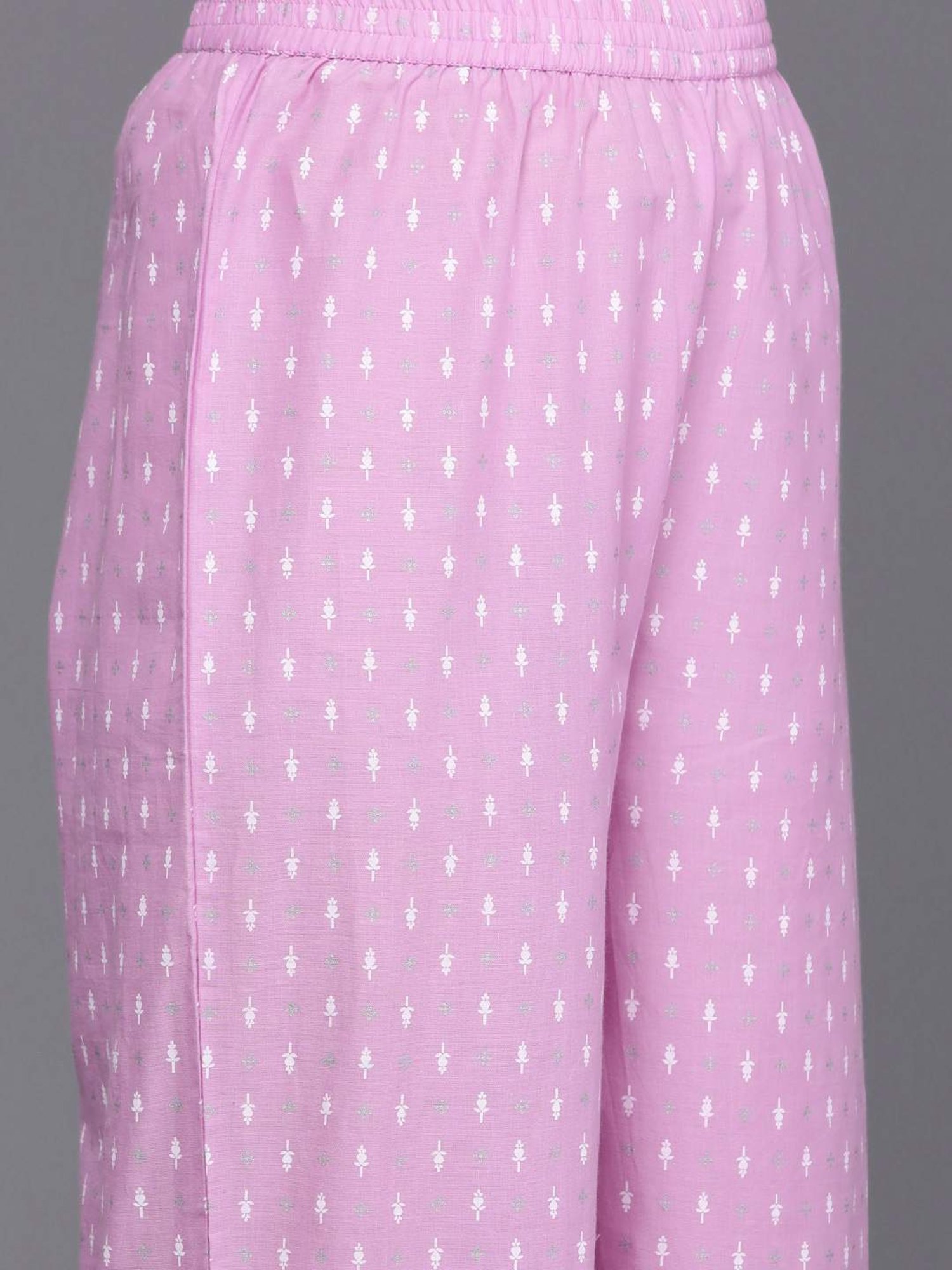 Varanga Purple Cotton Printed Kurta Palazzo Set