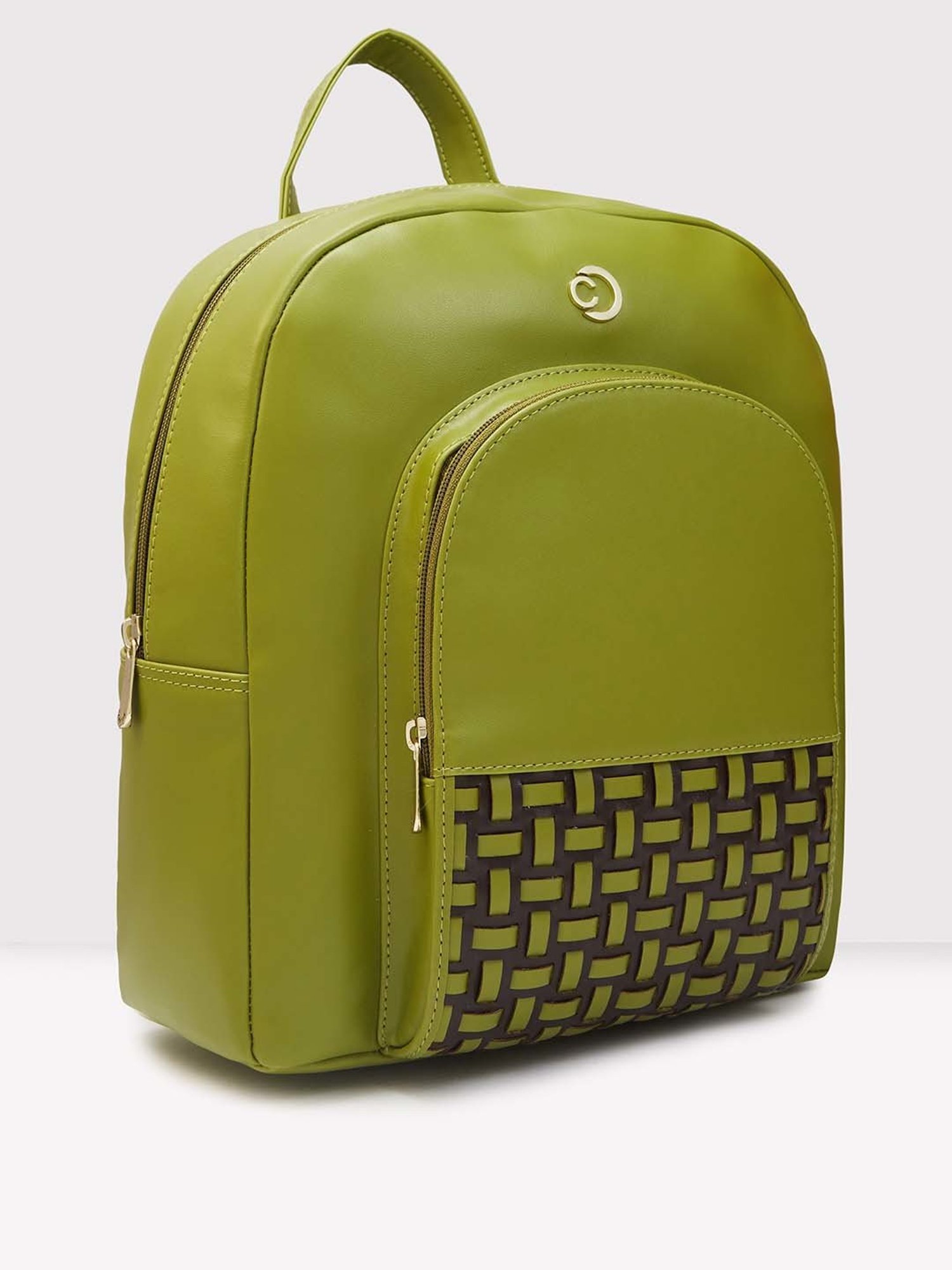 Caprese ZETA Green Faux Leather Large Backpack
