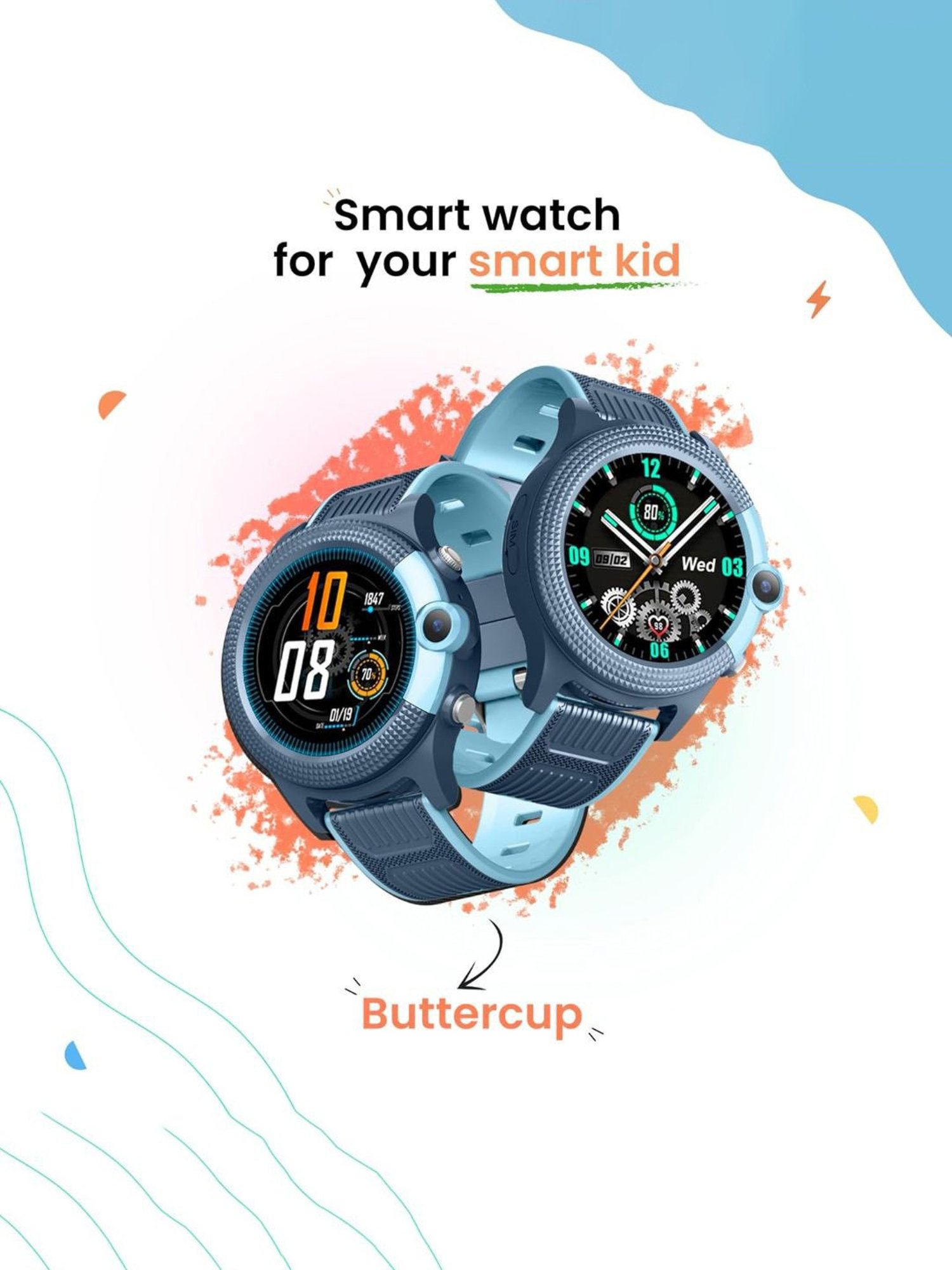 Turet Next Gen LTE 4G Smartwatch for Kids with Voice & Video Call, SOS, HD Camera (Blue)