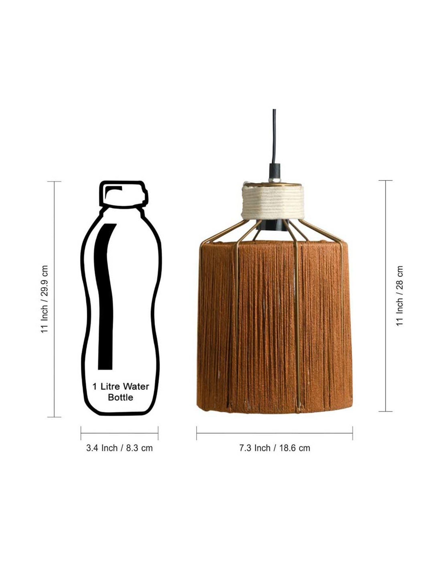 ExclusiveLane Miracles Dark Orange Jute Handwoven Hanging Pendant Lamp