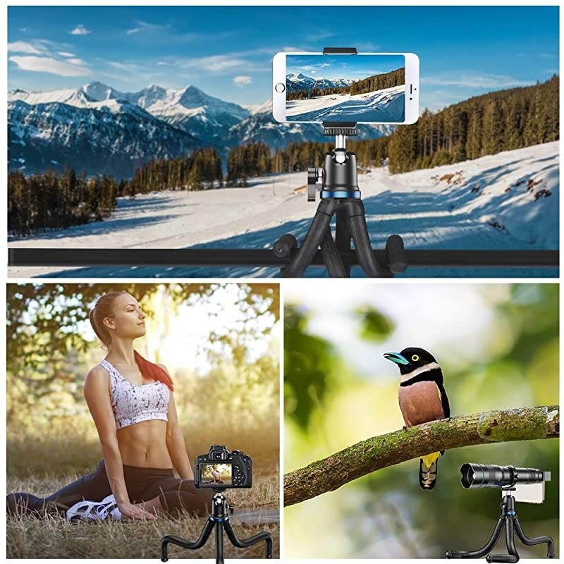 Phone Tripod, Flexible Tripod with Wireless Remote Shutter, Compatible with iPhone/Android Samsung, Mini Tripod Stand Holder for Camera GoPro/Mobile Cell Phone