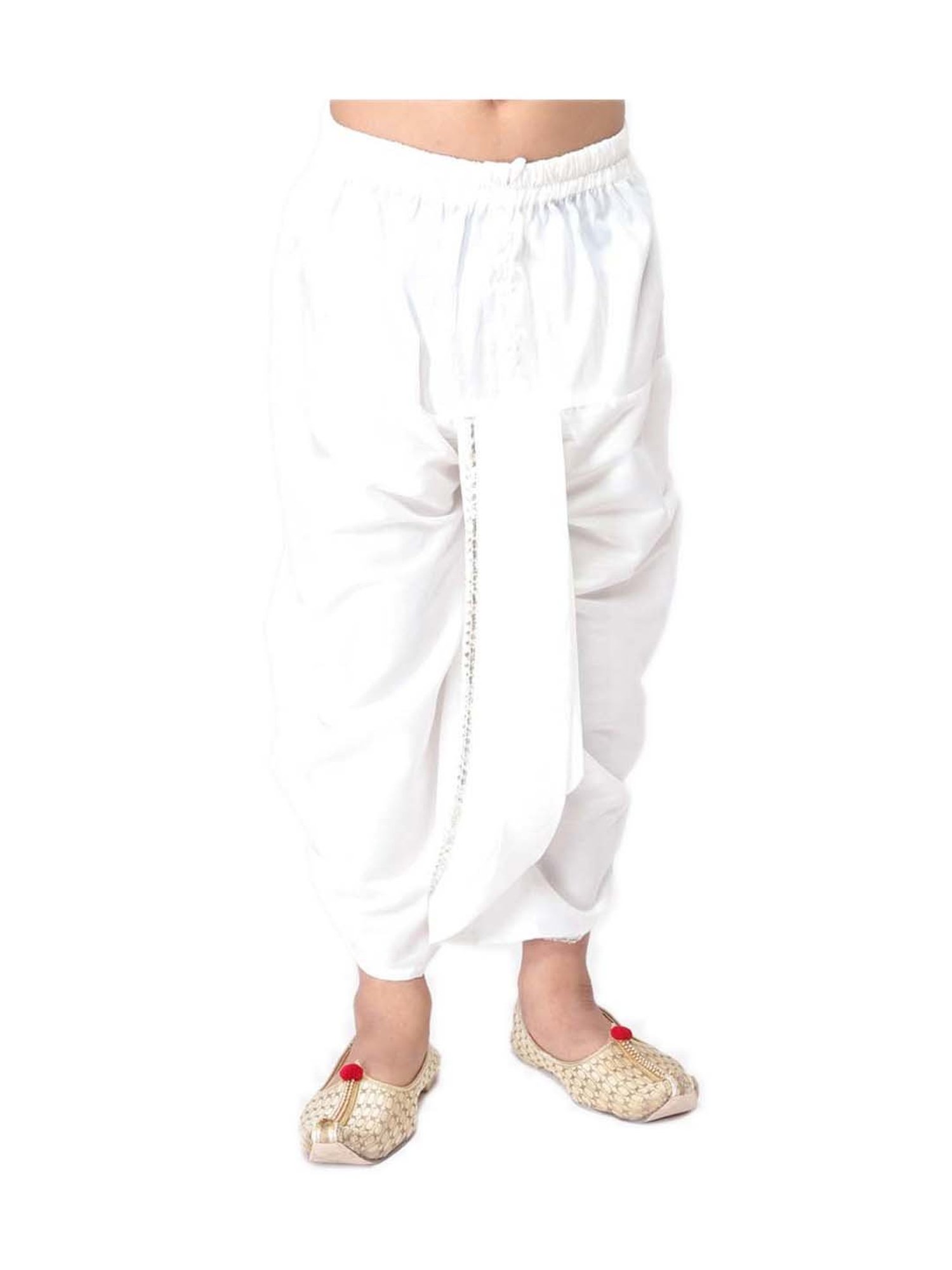 TABARD Kids White Cotton Regular Fit Dhoti