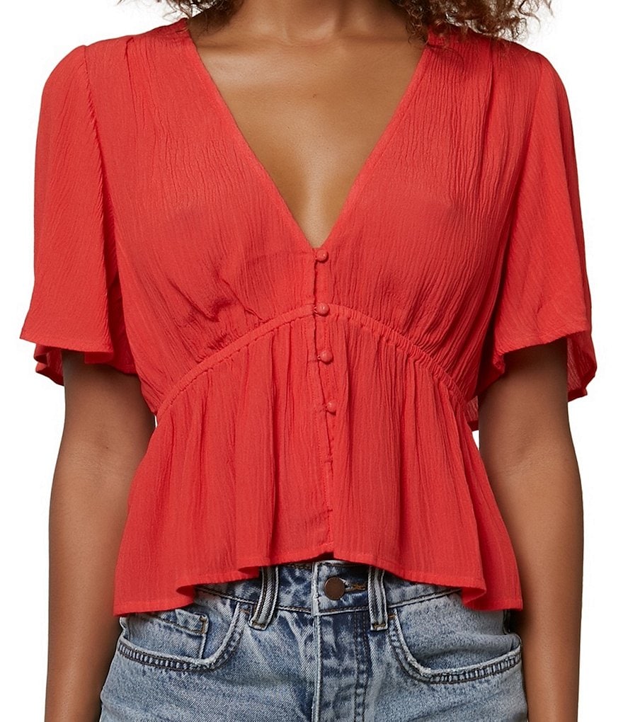 June & Hudson Short Tie Sleeve Knit Tee