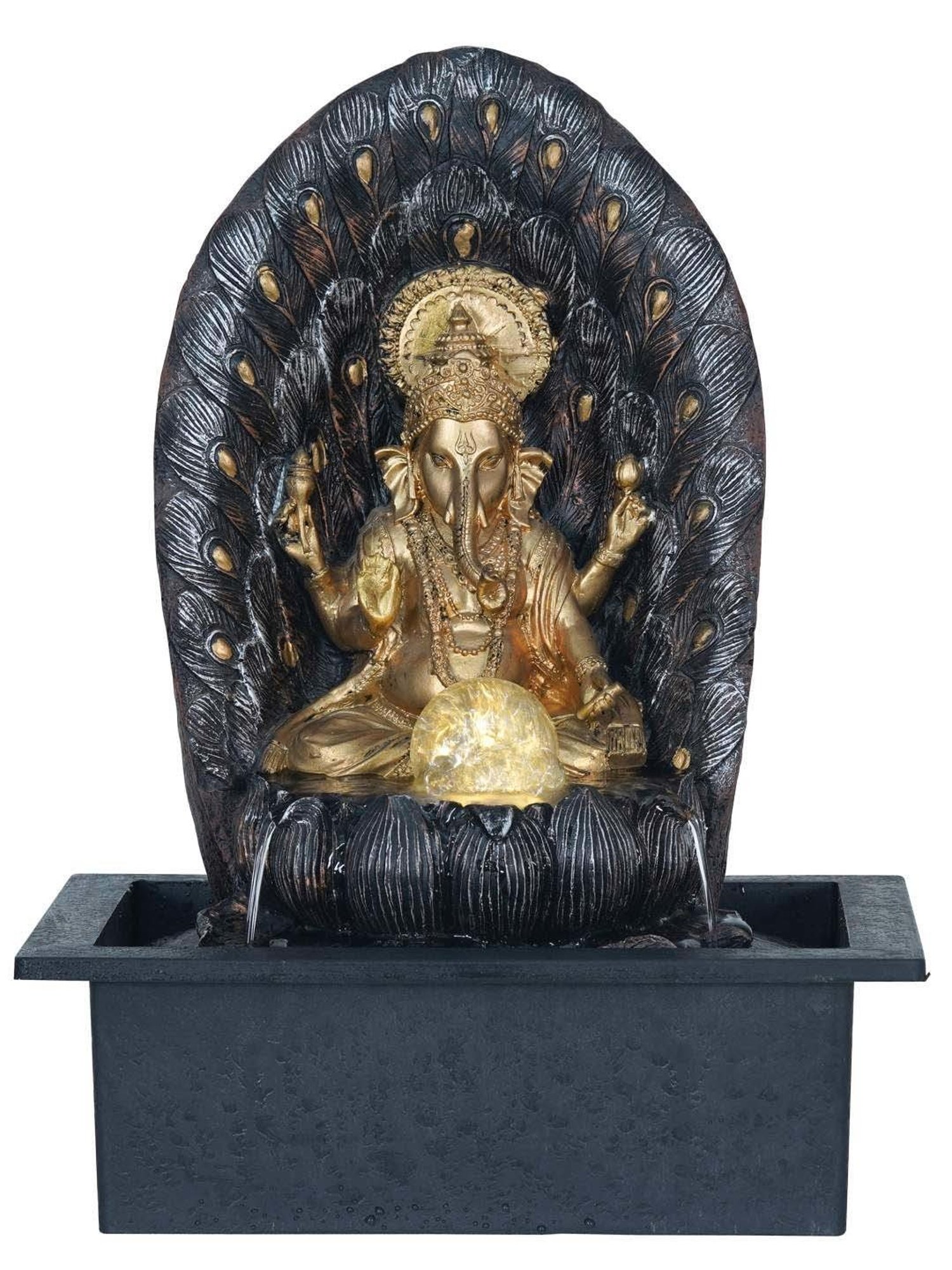 CHRONIKLE Golden & Brown Polyresin Ganesha Waterfall Fountain