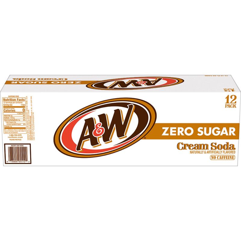 A&W Zero Sugar Cream Soda - 12pk/12 fl oz Cans