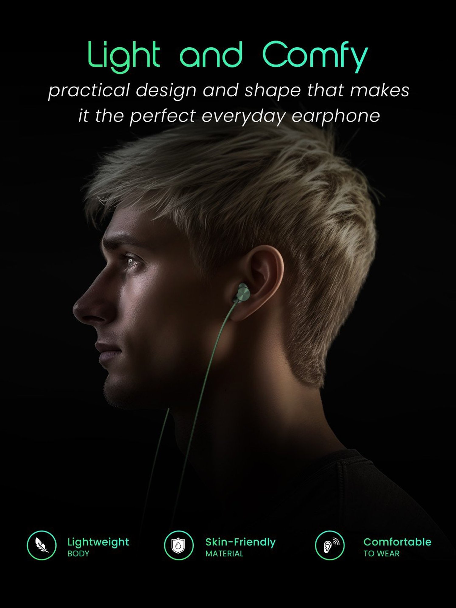 Hammer Nova in Ear C Type Wired Earphones with Mic, In-line Control, Powerful Bass (Green)