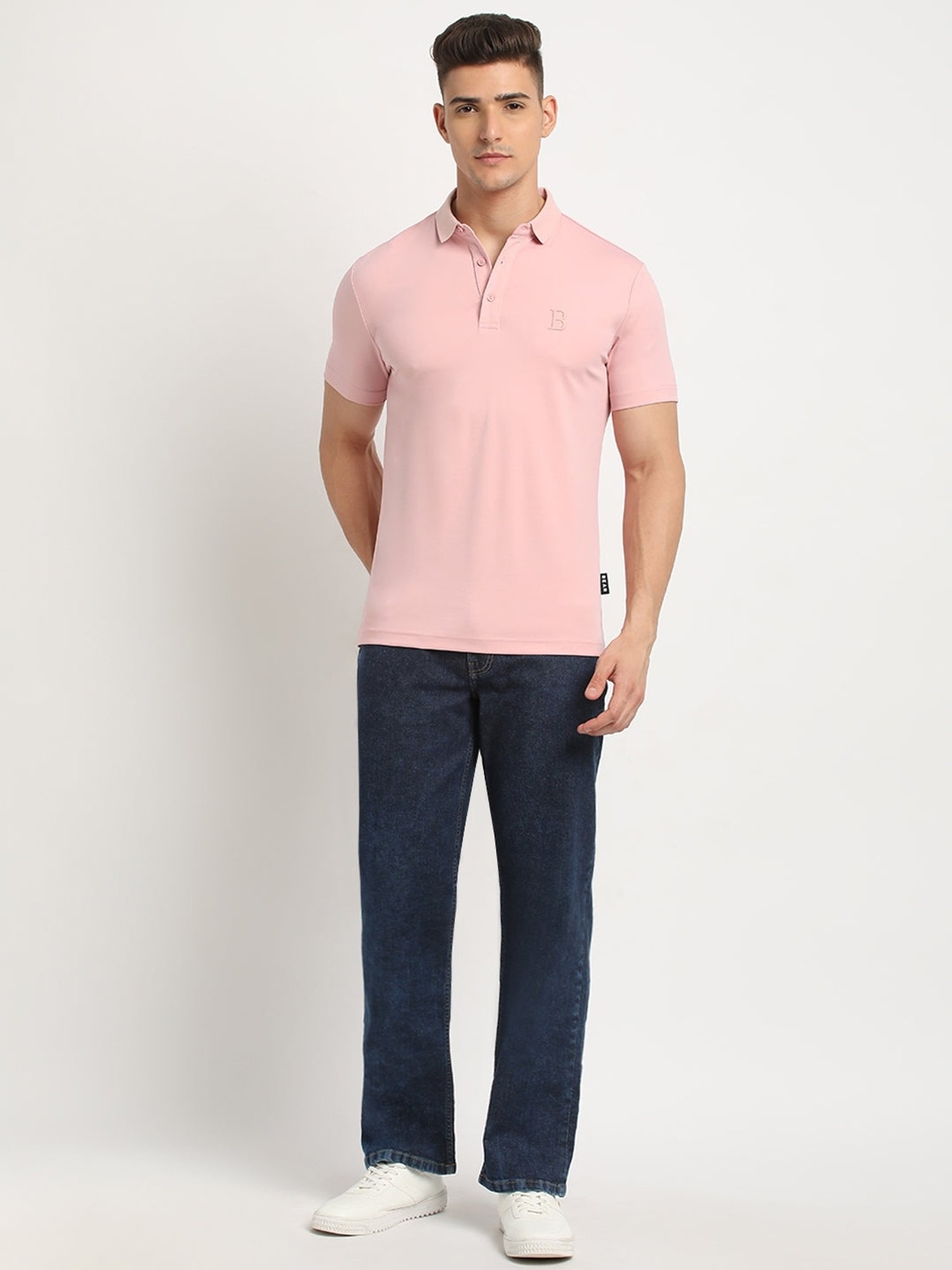 The Bear House Pink Slim Fit Polo T-Shirt