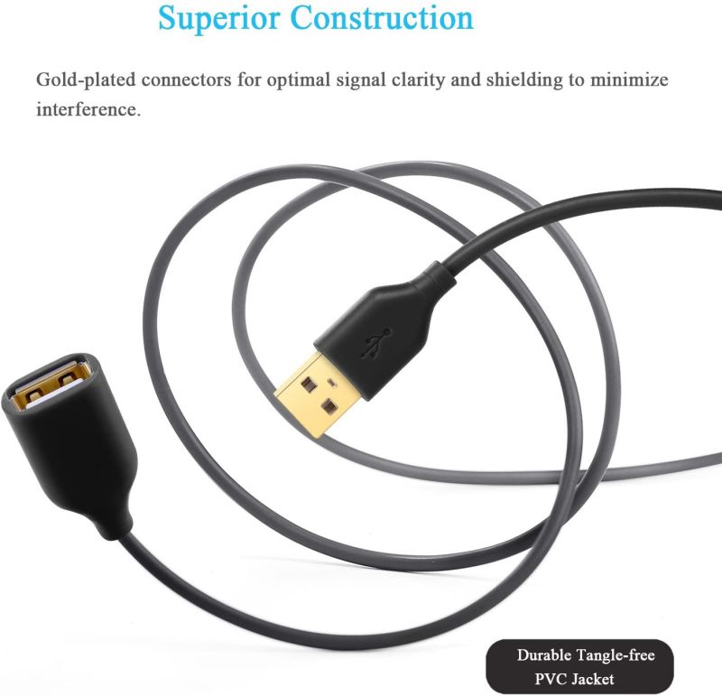Besgoods Extra Long USB 2.0 10ft USB Extension Cable Extender Cord - Type A Male to A Female USB Extension Cord with Gold-Plated Connector for Keyboard Mouse USB Flash Drive - Black