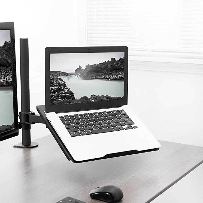Single Laptop Notebook Desk Mount Stand - Fully Adjustable Extension with C Clamp (STAND-V001L)