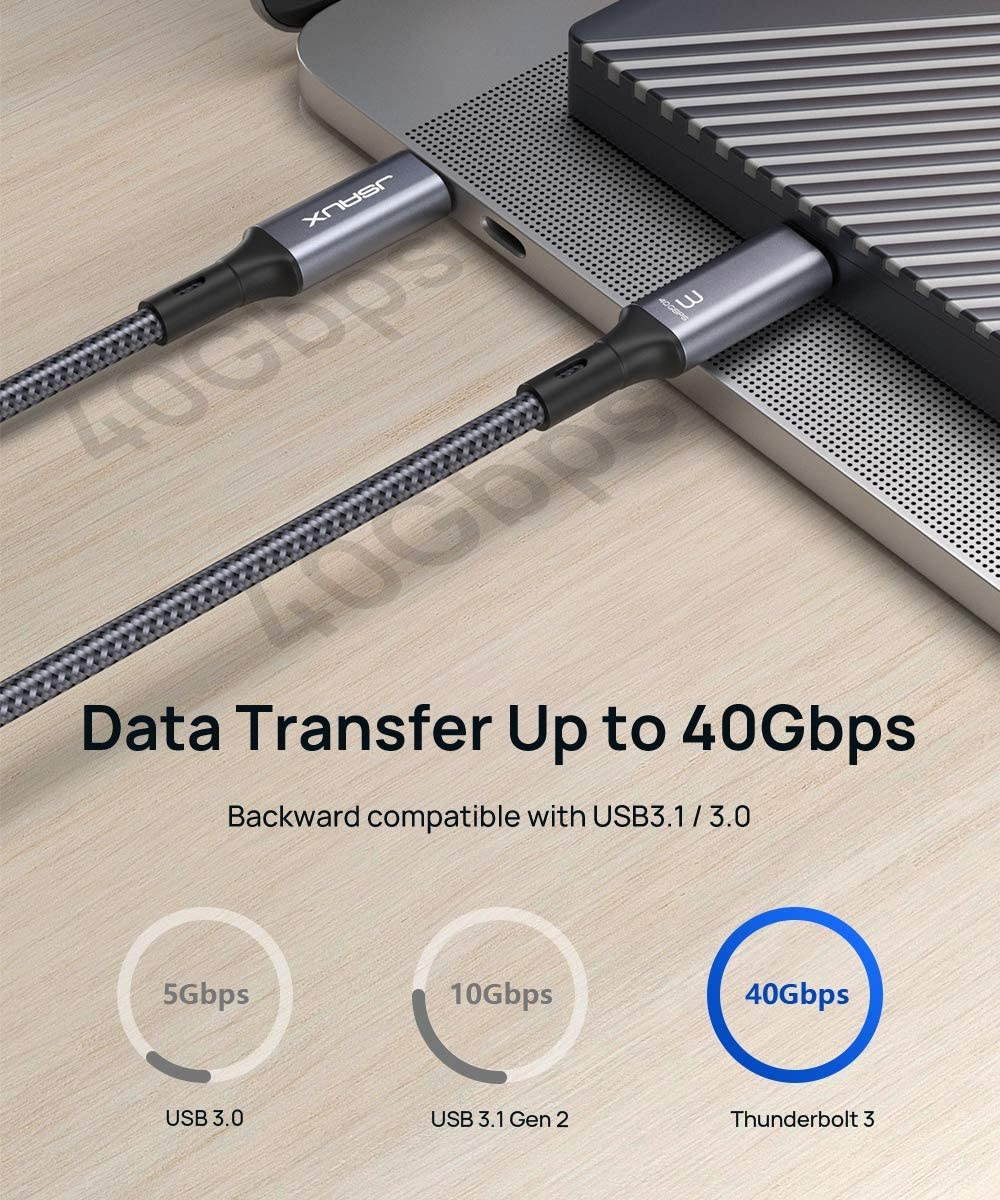 FVH Thunderbolt 2 Port Male to Male Video Data Cable for MacBook & SSD & Displays TB-004-WH