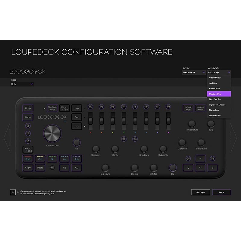 The Photo and Video Editing Console for Lightroom Classic, Premiere Pro, Final Cut Pro, Photoshop with Camera Raw, After Effects, Audition and Aurora HDR