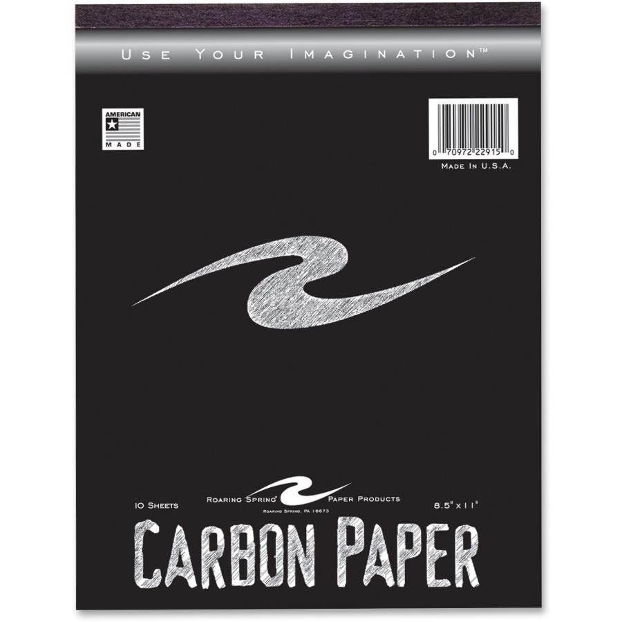 Roaring Spring 22915 Carbon Paper Tablet 8.50" x 11" - 1 / Each - Black