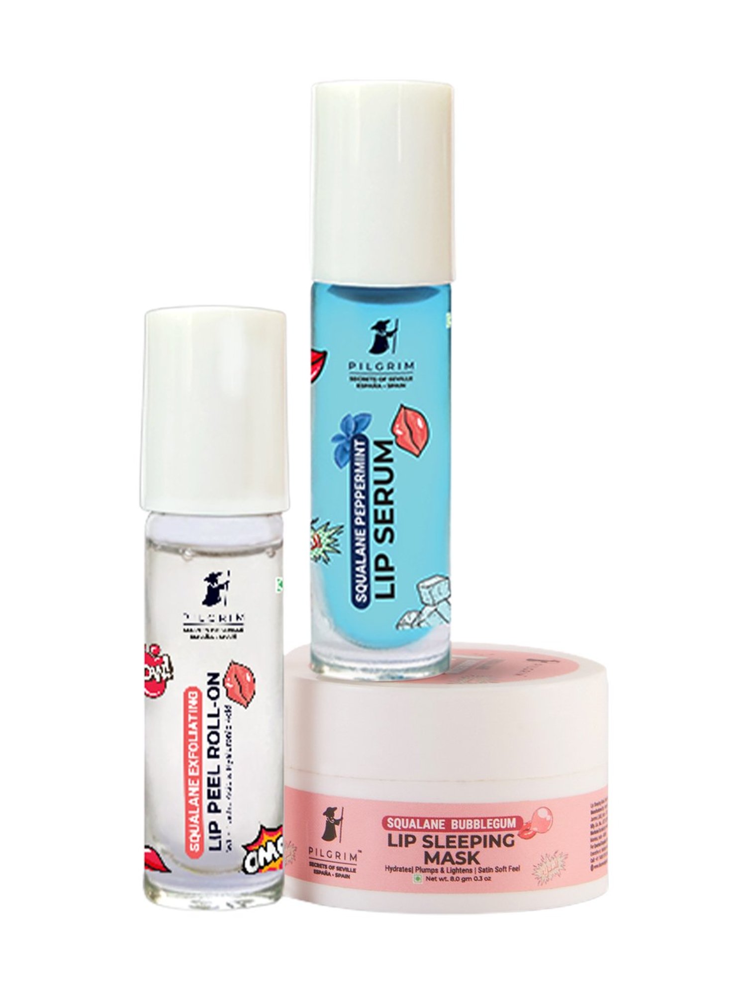 Pilgrim Squalane Pillow Talk P.M. Lip Care Kit with Pink Bag