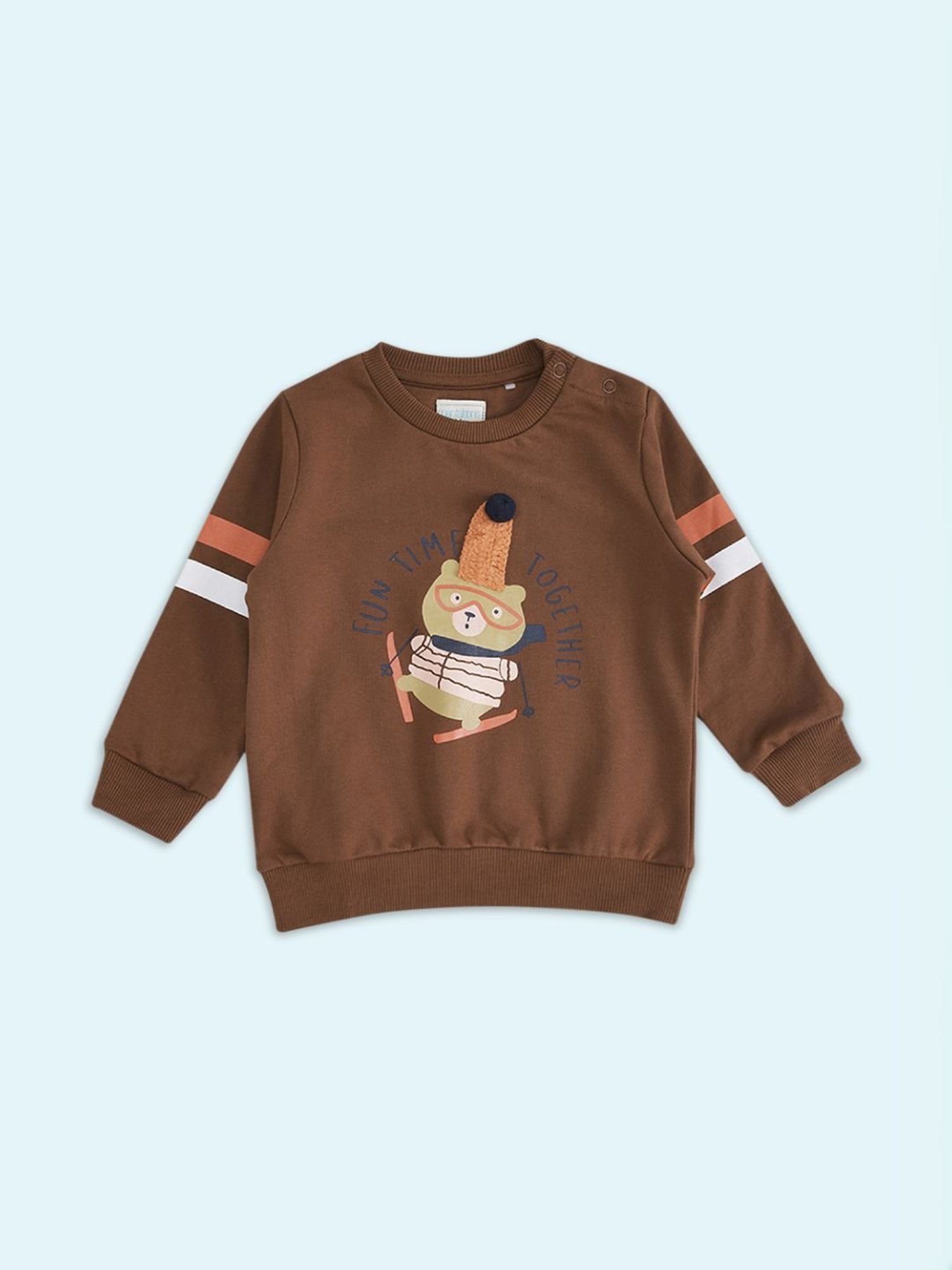 Pantaloons Baby Brown Cotton Printed Full Sleeves Sweatshirt