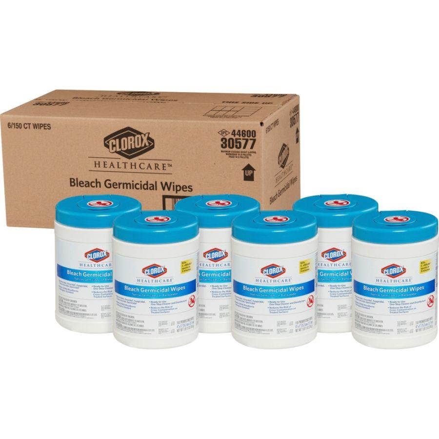 Germicidal Wipes, 6 X 5, Unscented, 150/Canister