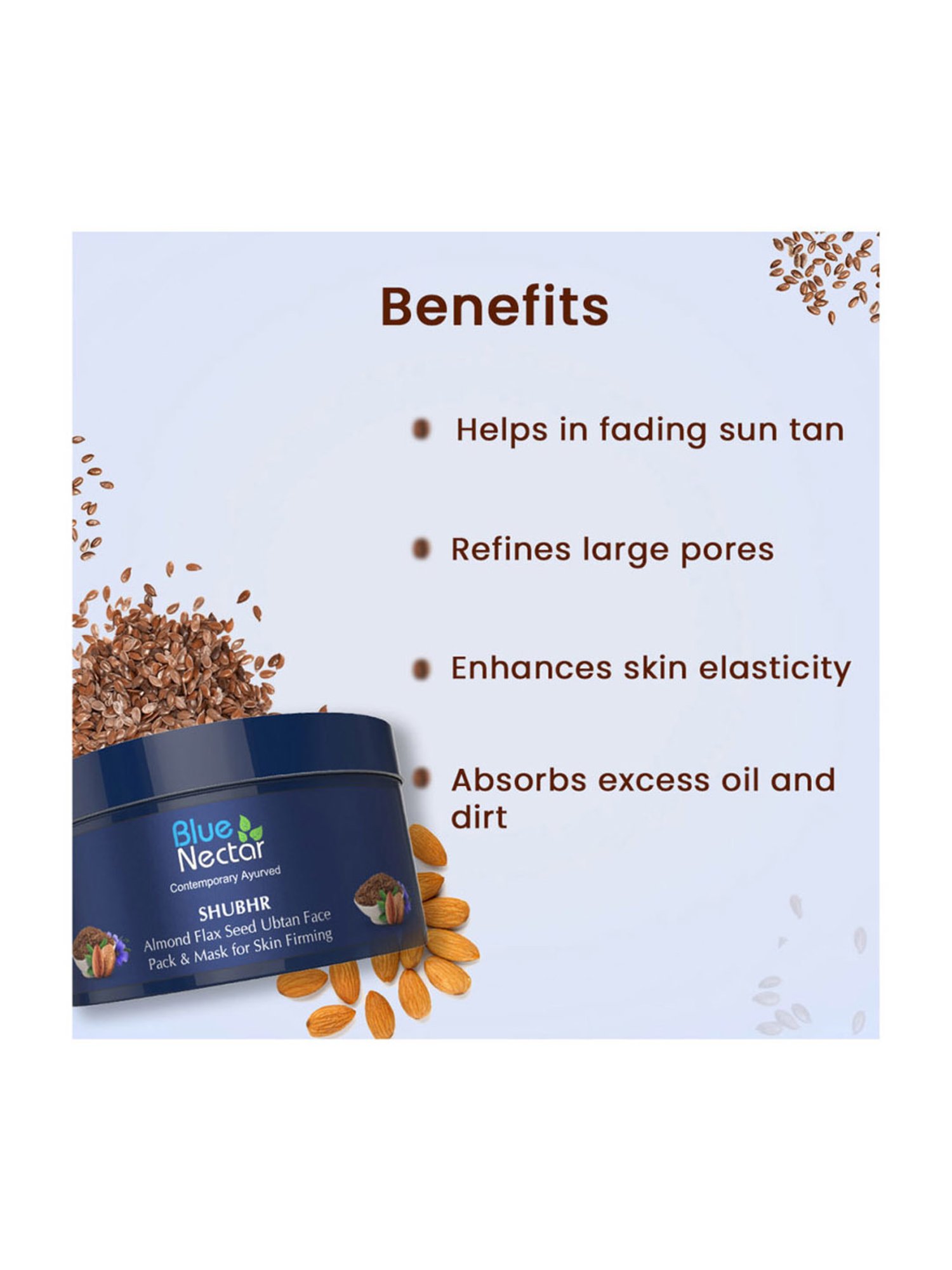 Blue Nectar Almond & Flax Seed Ubtan Face Mask & Pack - 100 gm