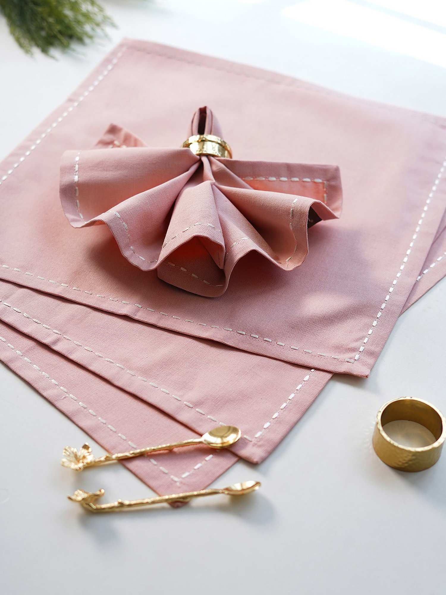 Pure Home and Living Pink Cotton Solid Table Napkins