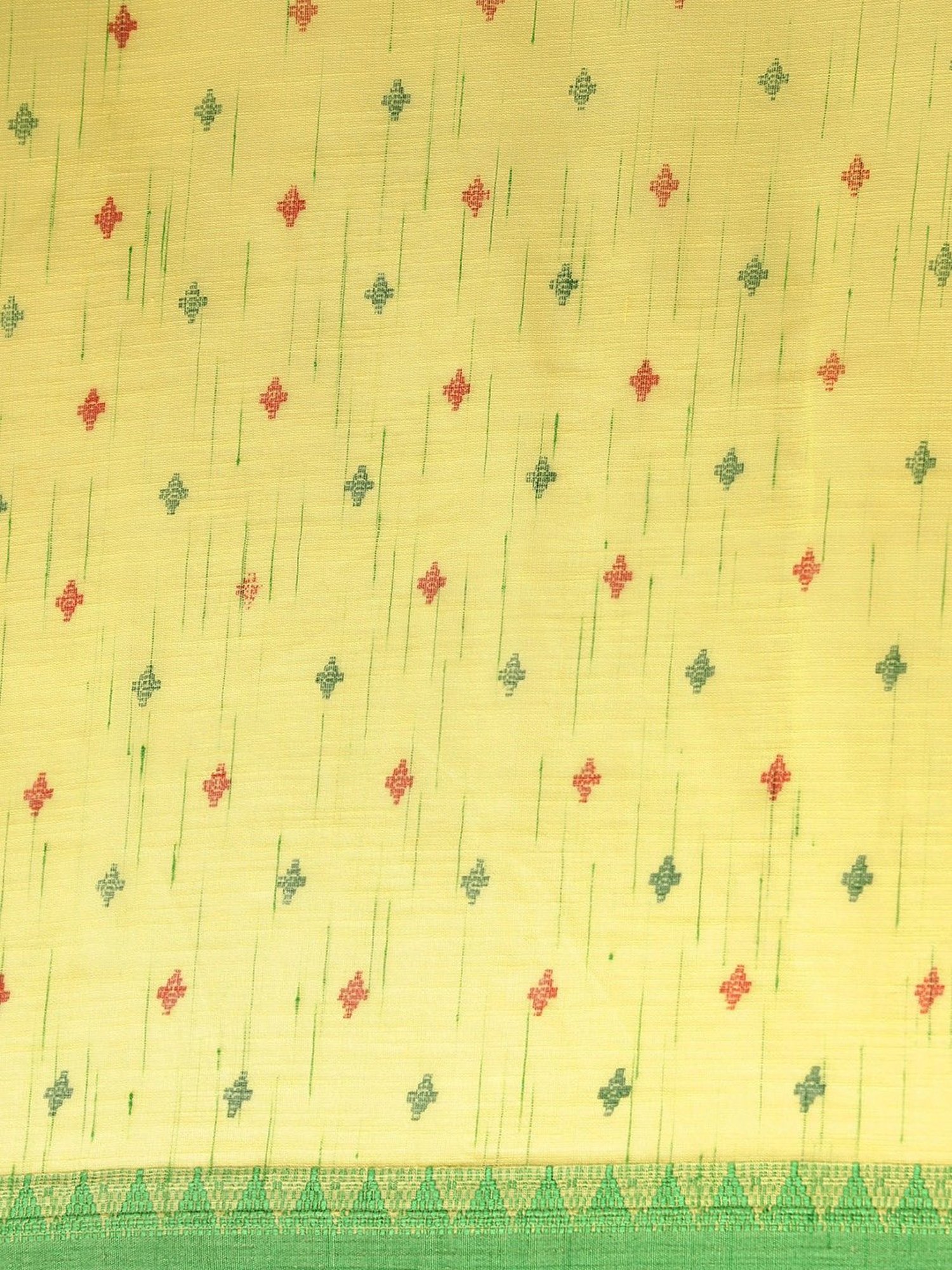 Vaamsi Yellow Printed Saree With Unstitched Blouse