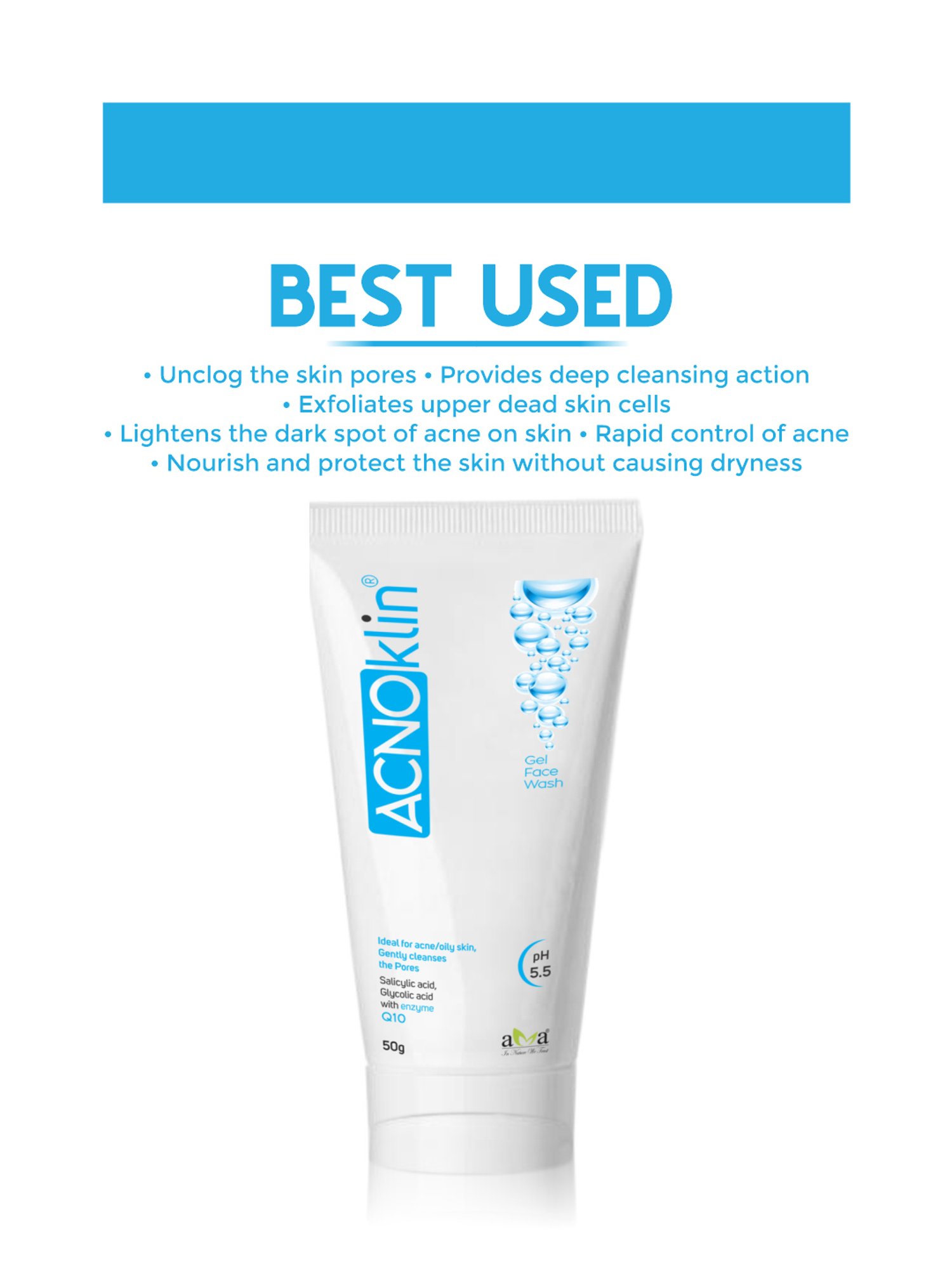 Vegetal Acnoklin-Rs Gel Face Wash - 50 gm