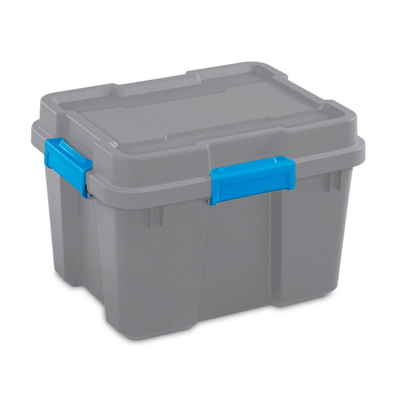 Sterilite 19434303 120 Quart Clear Plastic Storage Container Box and Lid with Blue Latches and Wheels (3 Pack)