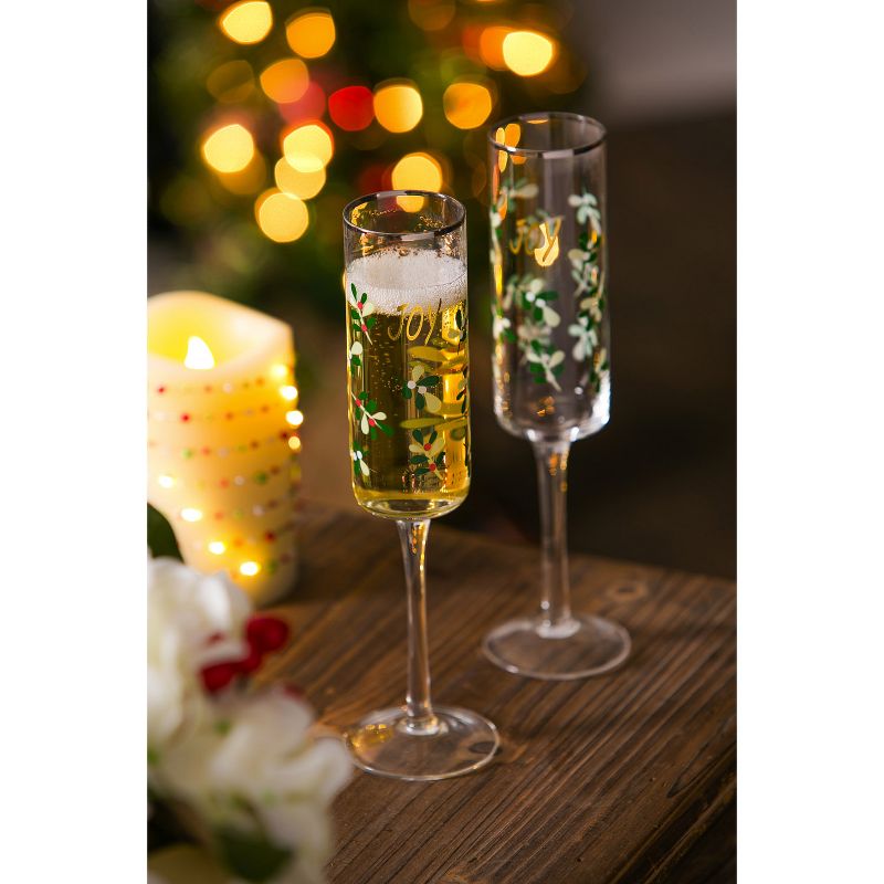 Evergreen Color Changing Champagne Flute 7oz Joy Set of 2