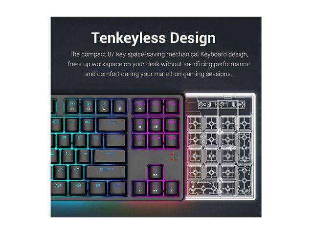 1STPLAYER RGB Gaming Mechanical USB Wired Keyboard DK5.0 Blue Switch Ergonomic 104 Keys NKRO Full Size Customizable Backlight LED Computer Laptop Keyboard for Windows PC Gamers (White)