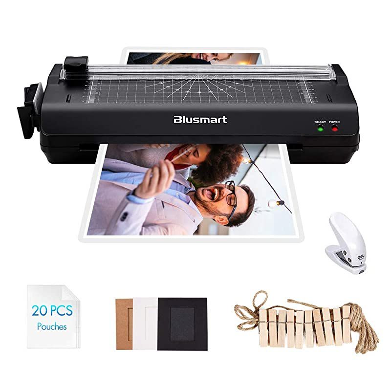 5 in 1  Laminator Set A4 Trimmer Corner Rounder 20 Laminating Pouches Photo Frames Black