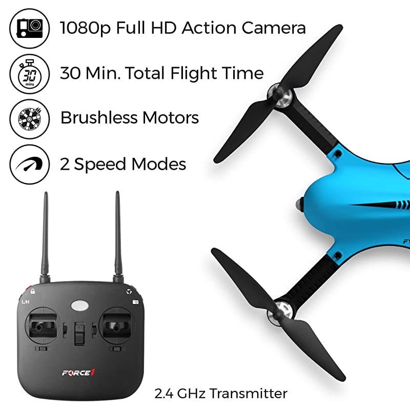 F100GP Drone with Camera for Adults GoPro Compatible RC Drone with 1080p HD Video Drone Camera Long Range Brushless Quadcopter with Remote Control 2 Drone Batteries 3 Drone Shells