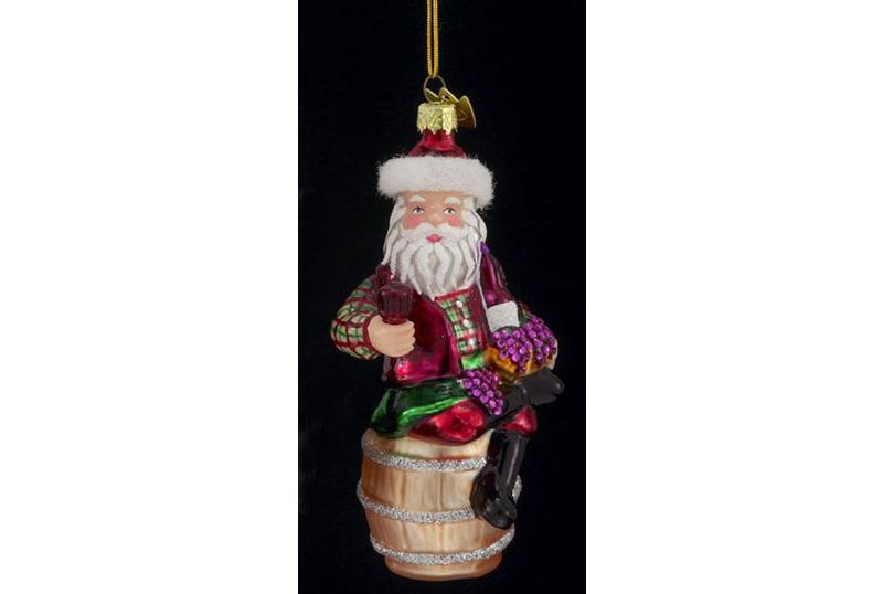 Kurt S. Adler Noble Gems Santa Claus with Wine and Grapes Christmas Ornament
