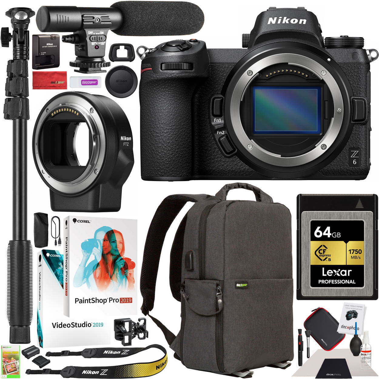 Nikon Z6 Mirrorless Full Frame Digital Camera + FTZ Lens Adapter Filmmaker Bundle