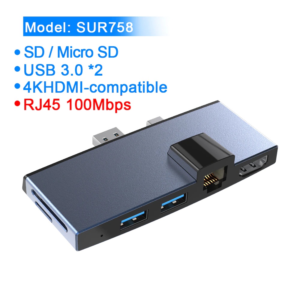 Misskit usb 3.0 card reader HUB 4K HDMI-compatible 100Mbps Ethernet adapter SD/TF micro SD for Microsoft Surface Pro 4/5/6