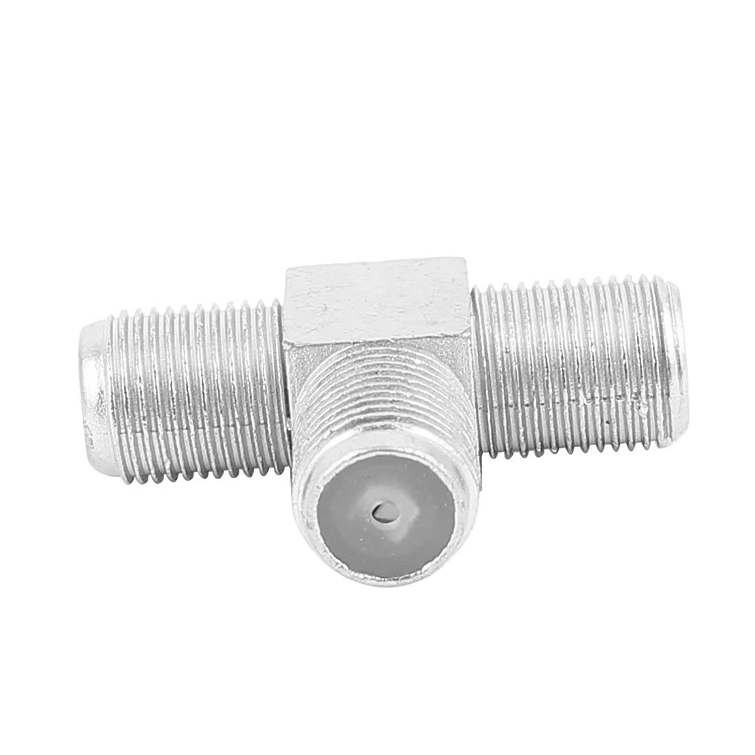 uxcell a16031800ux0584 2 Pcs F Type Female to Female T-Shaped 3 Way Splitter RF TV Adapter Pack of 2