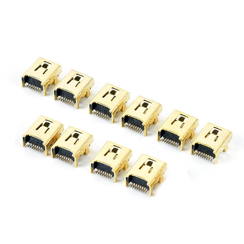 10pcs Mini USB 8 Pin Female Jack Pcb Smt Socket Connector Welding Female Jack 8P Gold Plated Connector Plug Whosesale