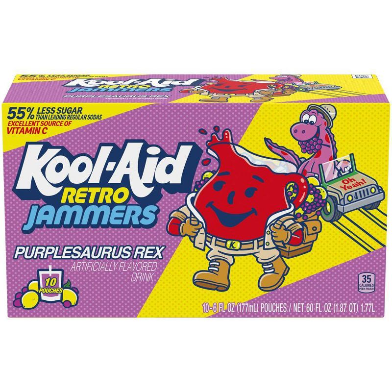 Kool-Aid Jammers Retro Purplesaurus Rex Juice Drink - 10pk/6 fl oz Pouches