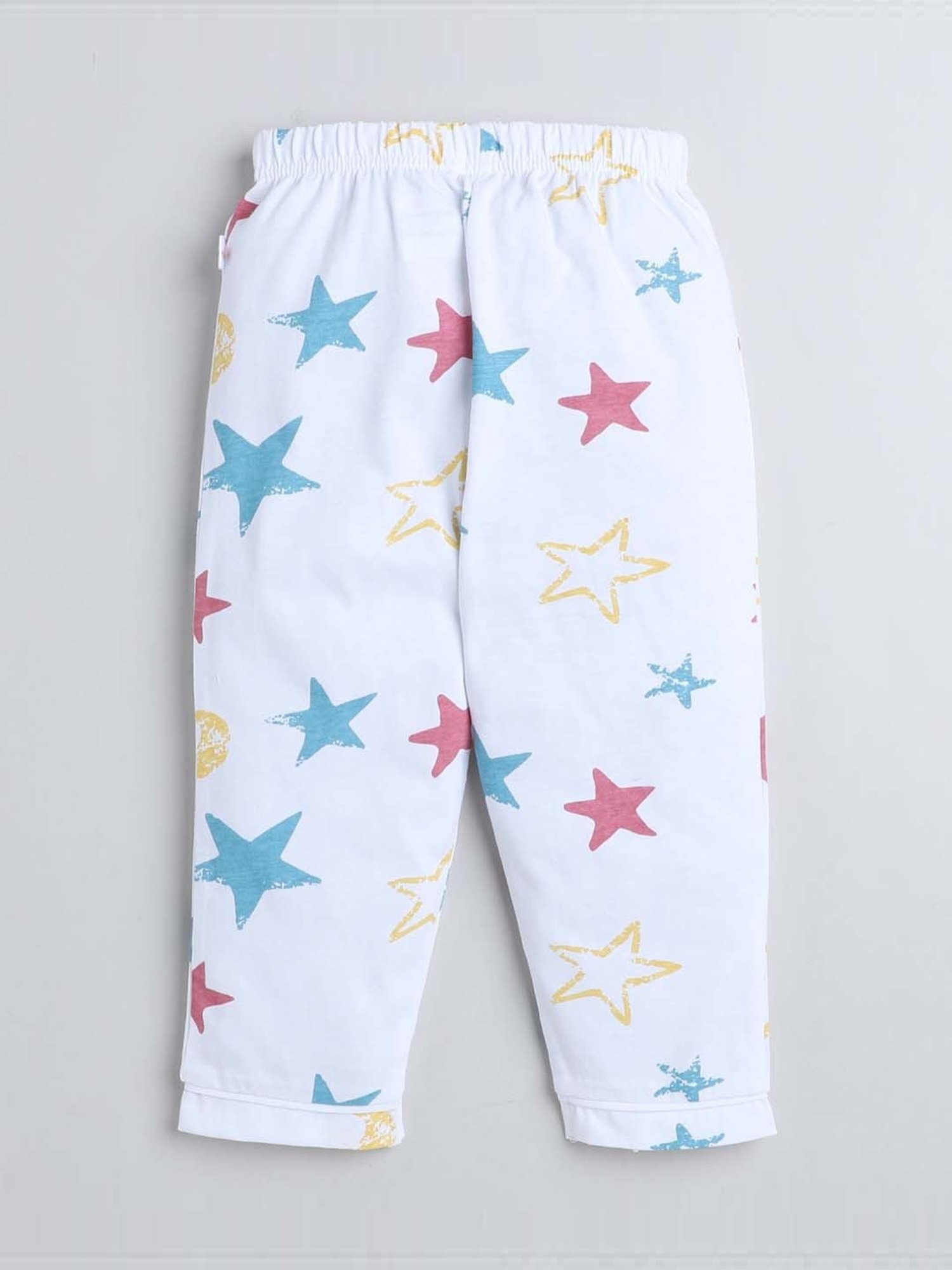 Bumzee Boys White & Blue Cotton Printed Full Sleeves Shirt Set