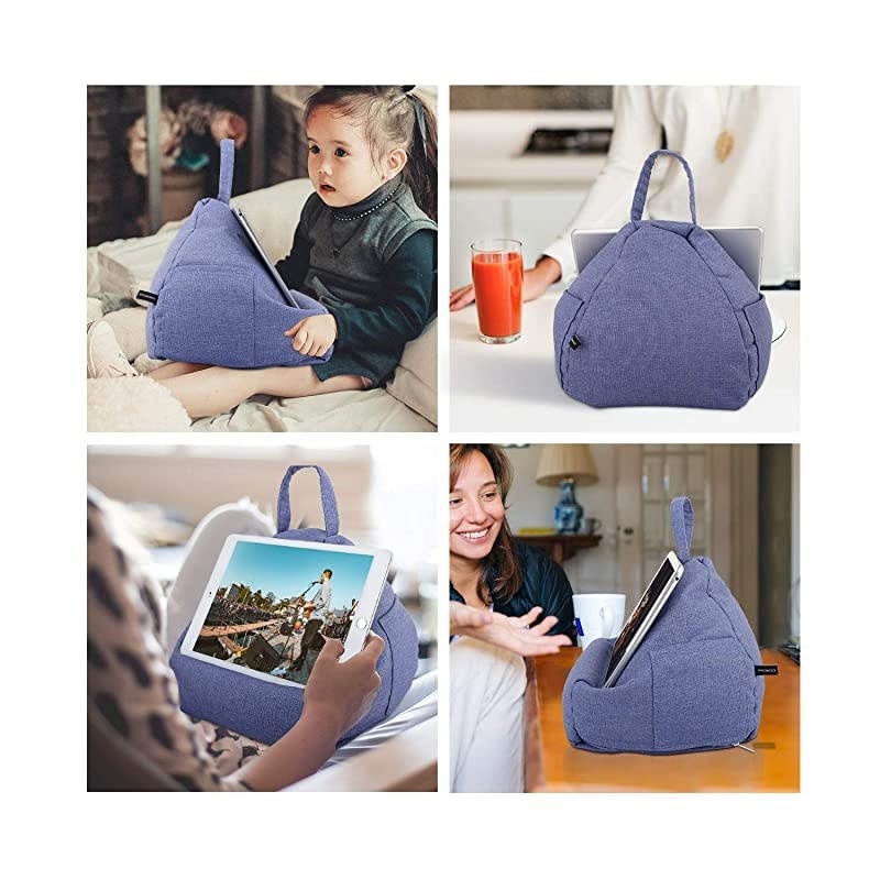 Tablet Pillow Stand Tablet Lap Pillow on Bed Sofa Soft Cushion Holder for Phones Tablets Up to 11quot Fit with iPad 102quot 2019 iPad Air 3 2 iPad Pro 11 202010597 Mini 5Mini 4 Denim Blue