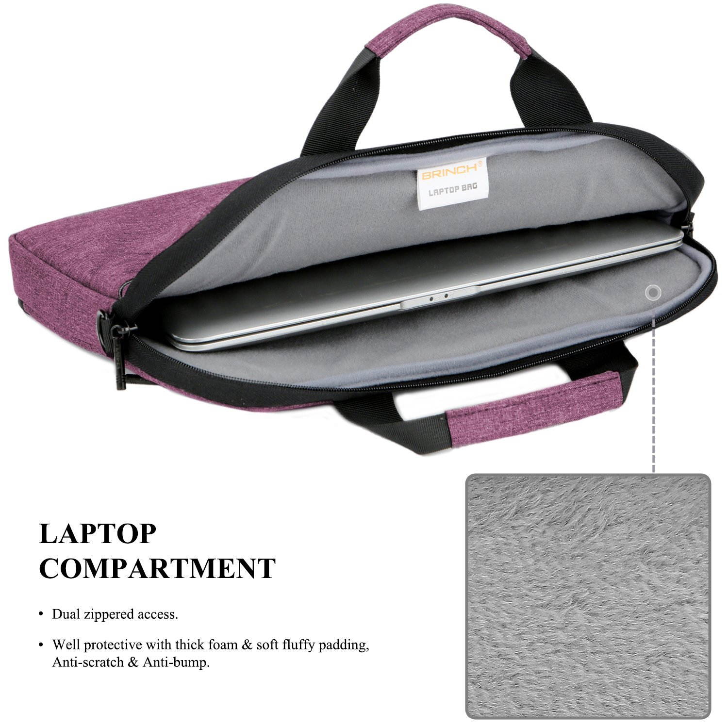 BRINCH 15.6 Inch Laptop Shoulder Bag,Classic Lightweight Slim Portable Laptop Messenger Sleeve Case for Work / Travel,Fits 15 - 15.6 Inches Laptop / Notebook / MacBook / Ultrabook Computer,Black