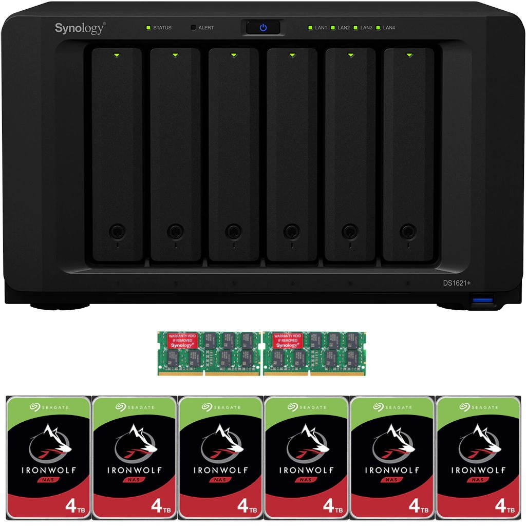 Synology DS1621+ DiskStation with 8GB RAM and 60TB (6 x 10TB) of Seagate Ironwolf NAS Drives Fully Assembled and Tested By CustomTechSales