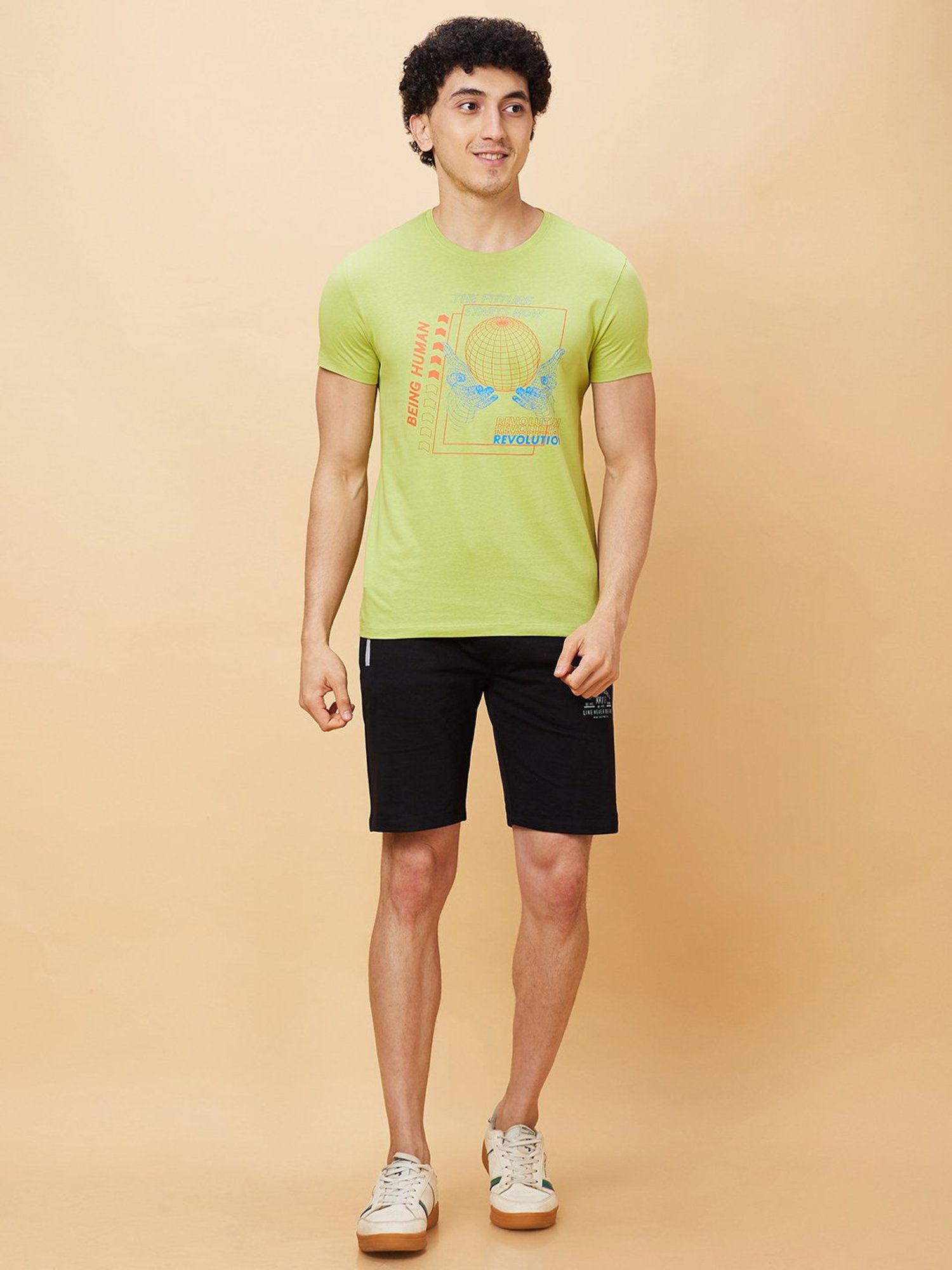 Being Human Sea Green Regular Fit Graphic Print Crew T-Shirt