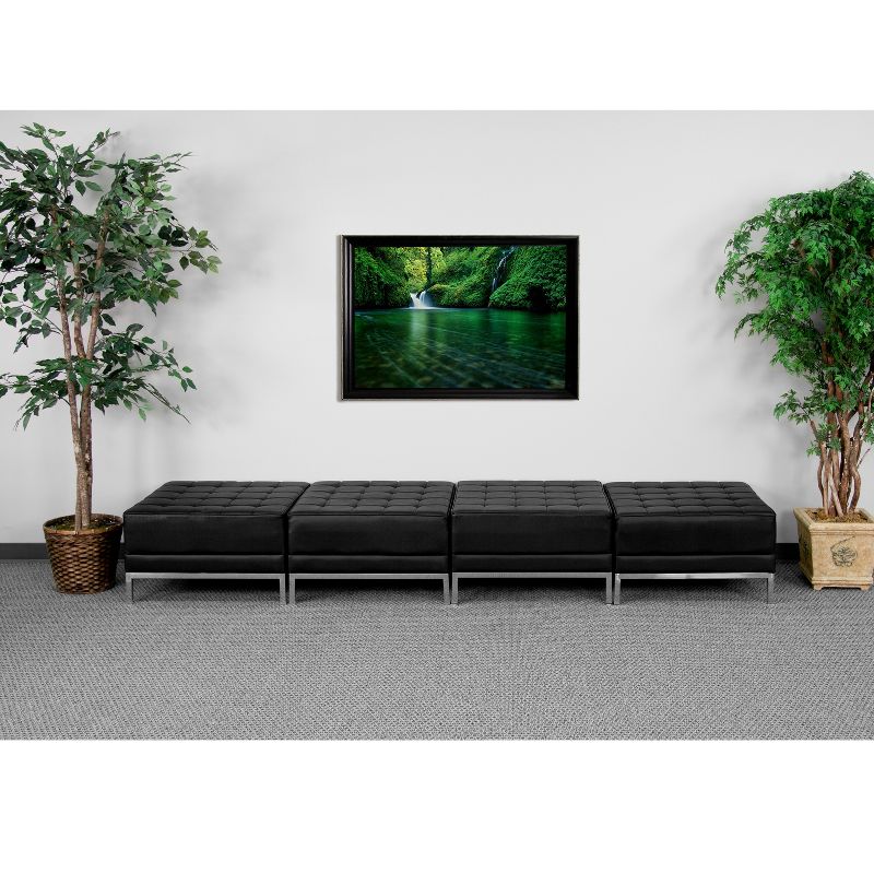 Flash Furniture HERCULES Imagination Series Black LeatherSoft Four Seat Bench