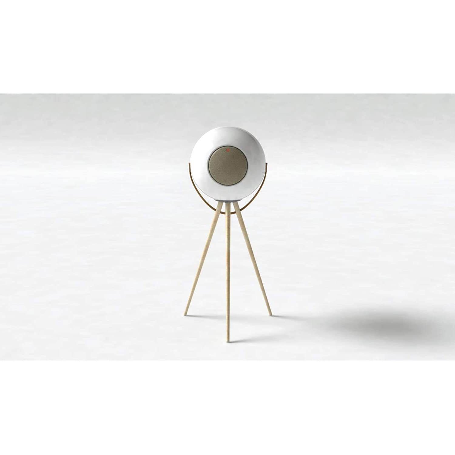 Ivation EUPHO E3 Bluetooth Spherical Wireless Indoor/Outdoor Speaker (White) with Solid Removable Wooden Legs