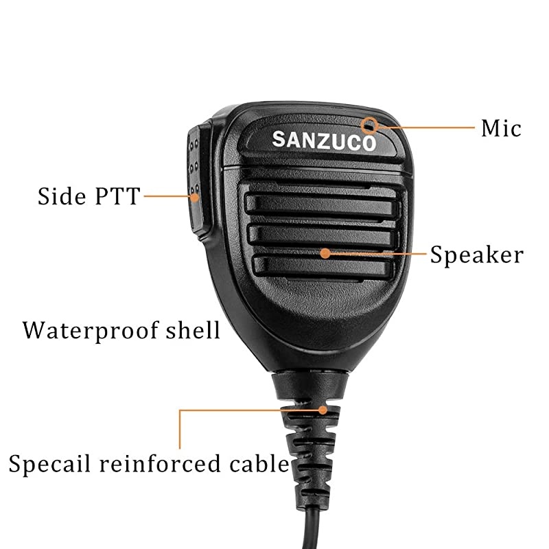Shoulder Mic Waterproof Handheld Speaking Microphone 2 Pin Radio Mic with PTT for Baofung Kenwood TYT HYT 2 Way Radio Retevis Walkie Talkie Speaker Mic