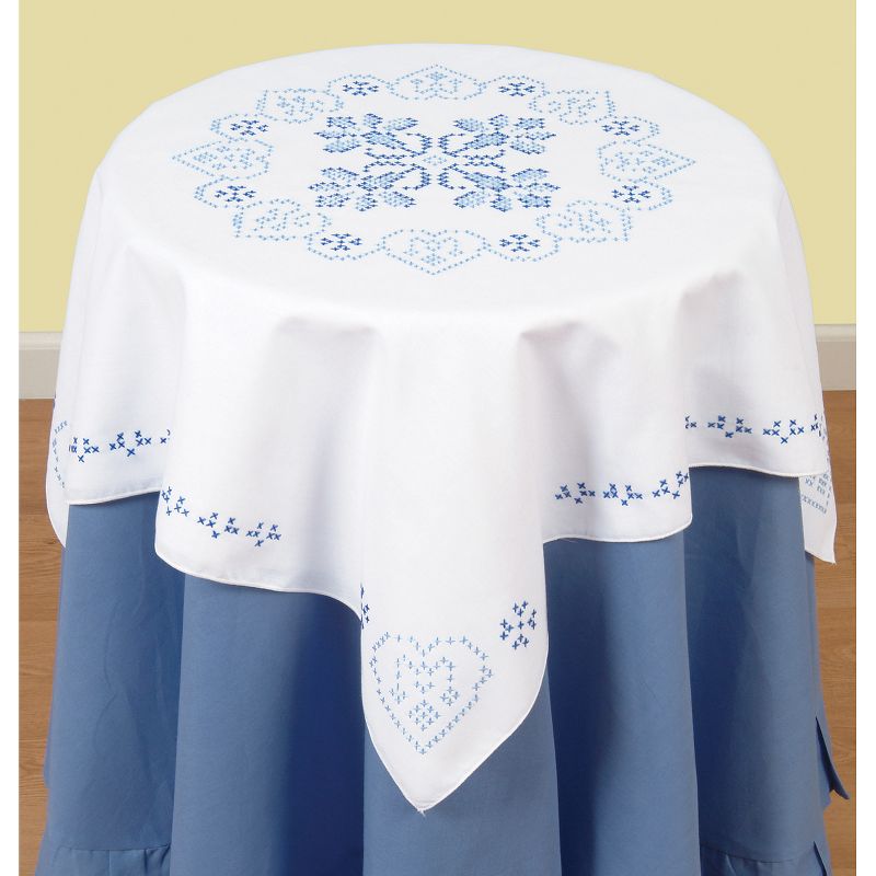 Jack Dempsey Stamped White Perle Edge Table Topper 35"X35"-XX Americana