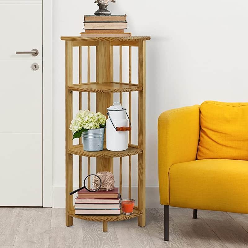 4Shelf Corner Folding Bookcase Natural