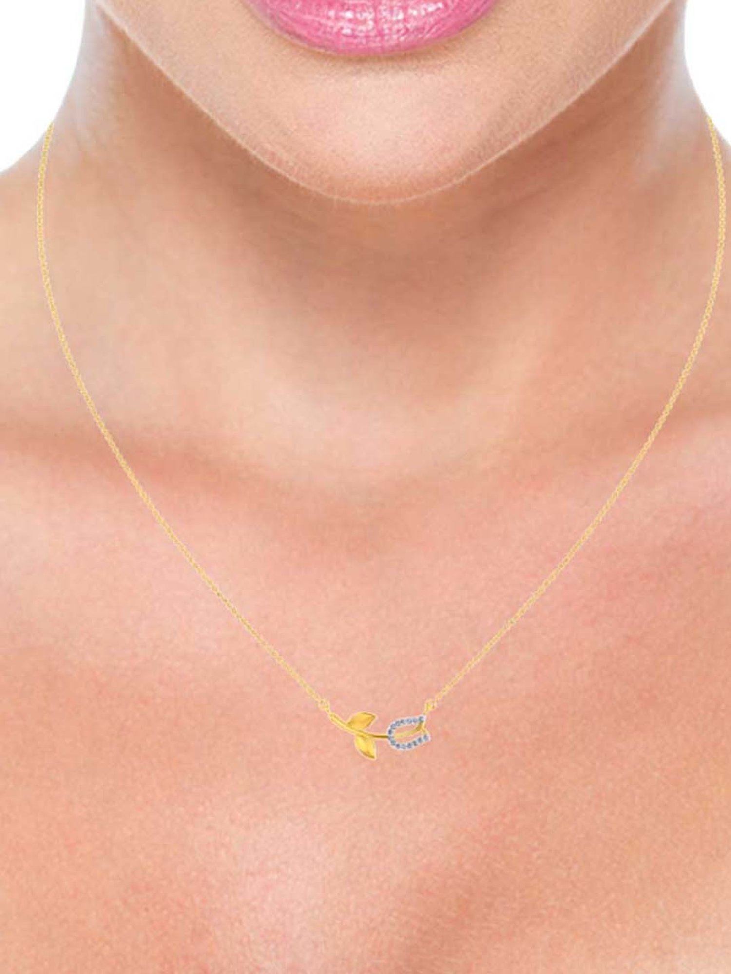 P.N.Gadgil Jewellers 18k Gold Infinity Florall Diamond Necklace For Women