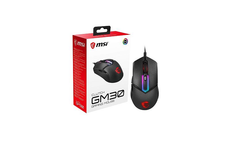 MSI Clutch GM30 Wired RGB Gaming Mouse - 6200 DPI PixArt PAW-3327 Optical Sensor - Adjustable Omron Switch - 1000 Hz Polling Rate